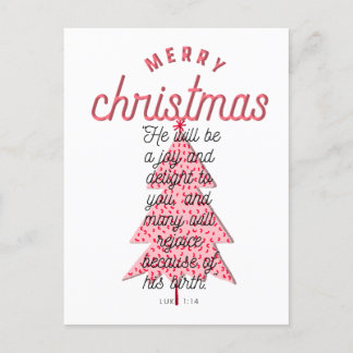 Luke 1:14 Rosa Glad Jul Gran Typografi  Helg Vykort
