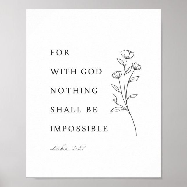 Luke 1:37 Bible Verse Poster (Framsidan)
