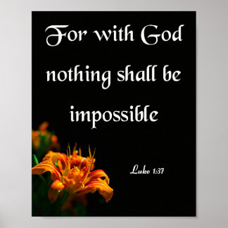 Luke 1:37, för med Gud Poster