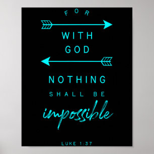 Luke 1 37 med Gud omöjlig bibel Verse Quote Re Poster