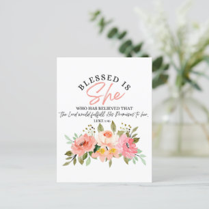 Luke 1:45 Blsed är Blommigt Scripture Vykort