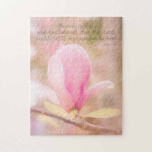 Luke 1 45 Blsed är hon Puzzle Pussel (Vertikal)