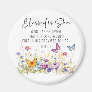 Luke 1:45 Blsed är Hon Scripture Wildblommor Magnet