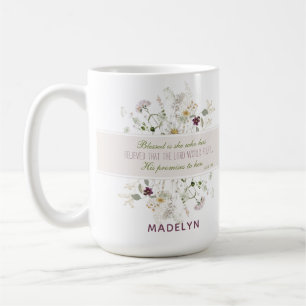 Luke 1:45 Blsed är Hon Wildblomma Kaffemugg