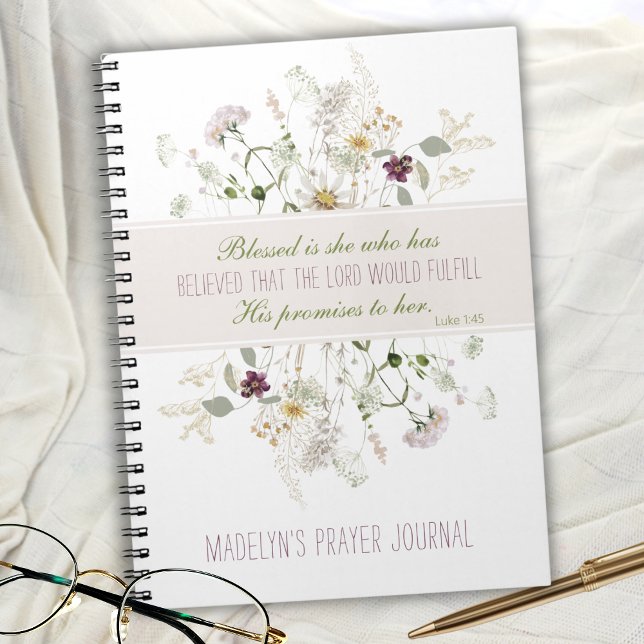 Luke 1:45 Blsed är Hon Wildblomma Prayer Journal Anteckningsbok (Skapare uppladdad)