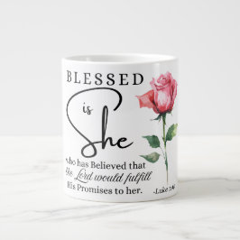 Luke 1:45 Blsed är Ro Flower Jumbo Mugg