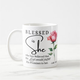 Luke 1:45 Blsed är Ro Flower Kaffemugg