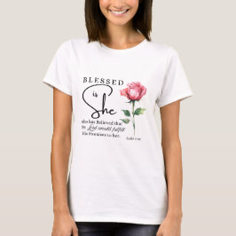 Luke 1:45 Blsed är Ro Flower T Shirt