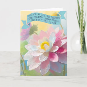 Luke 1:45, Dahlia Flower, Bible Verses Mors dag Helgkort
