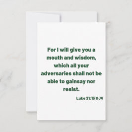 Luke 21:15 KJV Bible Verse Flat Greeting Card Kort