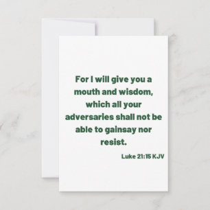 Luke 21:15 KJV Bible Verse Flat Greeting Card Kort