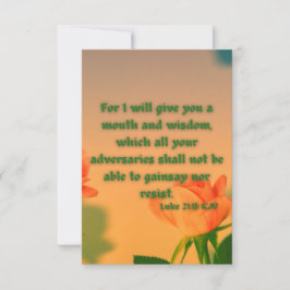 Luke 21:15 KJV Bible Verse Pic Flat Greeting Card Kort