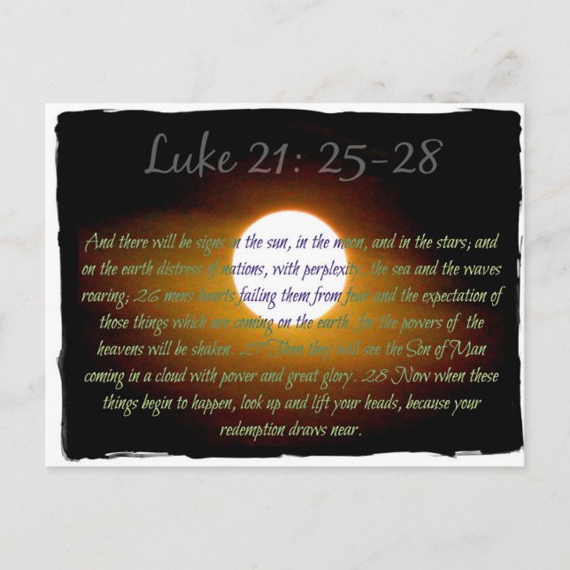 Luke 21:25-28 verses med Måne Vykort (Framsida)