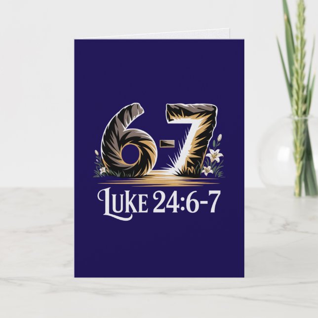 Luke 24:6-7 Easter Card Risen Savior Scripture  Kort (Framsida)