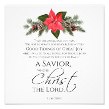 Luke 2:10-11 Bra Tidings Poinsettia jul