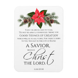 Luke 2:10-11 Bra Tidings Poinsettia jul Magnet