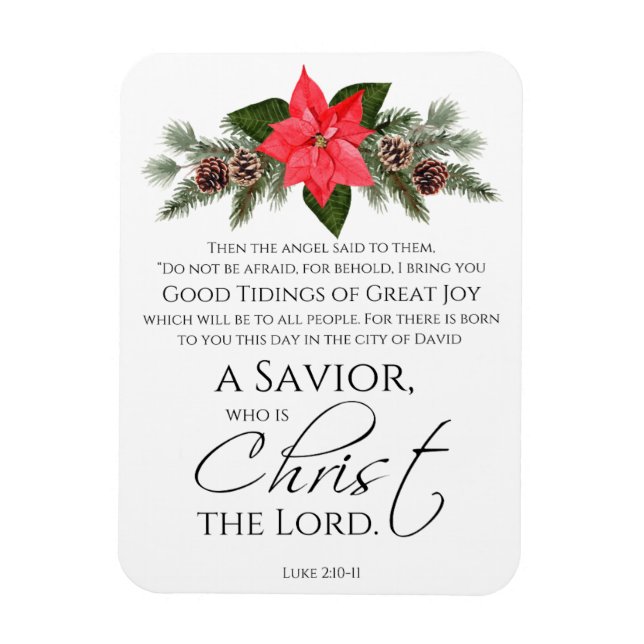 Luke 2:10-11 Bra Tidings Poinsettia jul Magnet (Vertikal)