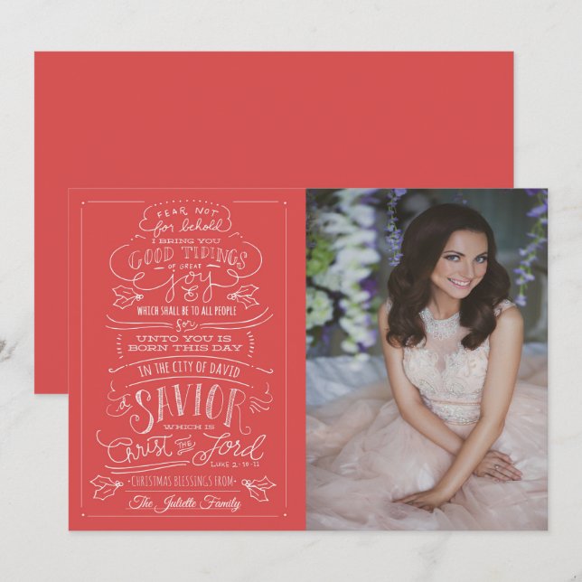 Luke 2-10-11-kort för julhälsning inbjudningar (Fram/baksida)