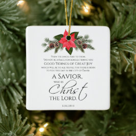 Luke 2:10-11 Poinsettia-julskript Julgransprydnad Keramik