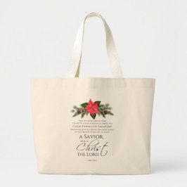 Luke 2:10-11 Poinsettia-julskript Jumbo Tygkasse