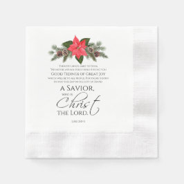 Luke 2:10-11 Poinsettia-julskript Pappersservett