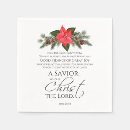 Luke 2:10-11 Poinsettia-julskript Pappersservett