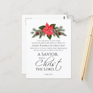 Luke 2:10-11 Poinsettia-julskript Vykort