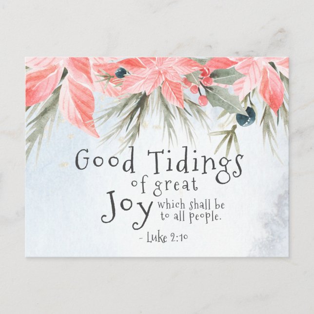 Luke 2:10 Bra tidningar av underbar glädje, jul Vykort (Framsida)