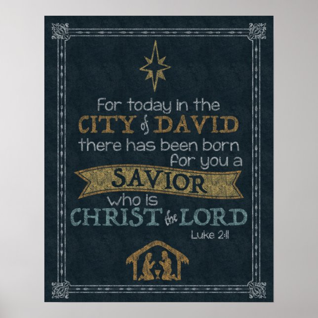 Luke 2:11 Chalkboard Art 16x20 Poster (Framsidan)