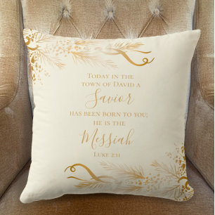 Luke 2:11 Christian Scripture Guld God jul Kudde