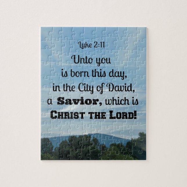 Luke 2:11 Du är född i dag, i Pussel (Vertikal)