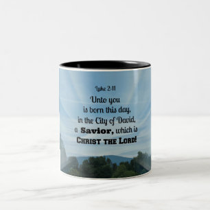 Luke 2:11 Du är född i dag, i Två-Tonad Mugg