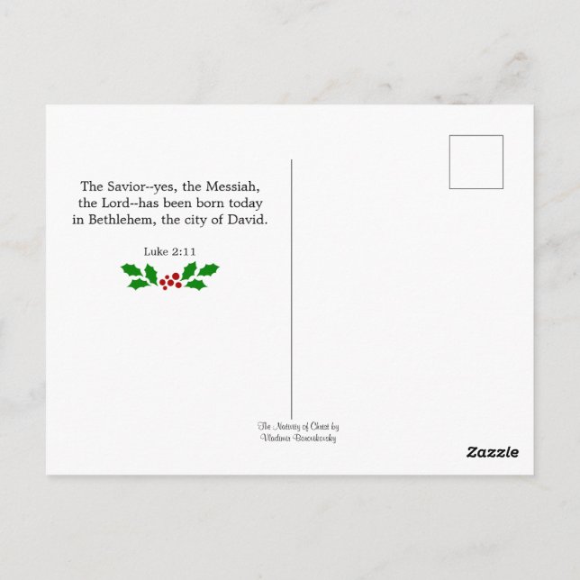 Luke 2-11, julskript, vykort (Baksida)