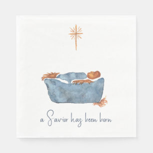 Luke 2:11 Minimalistisk vattenfärgsfiktiv jul Pappersservett