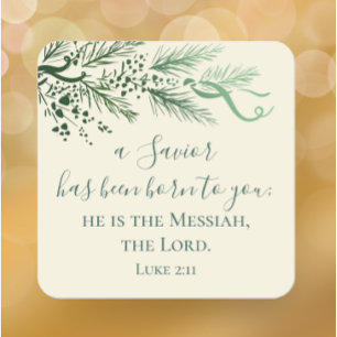 Luke 2:11 Scripture Anpassningsbar Modern Gräs jul Fyrkantigt Klistermärke