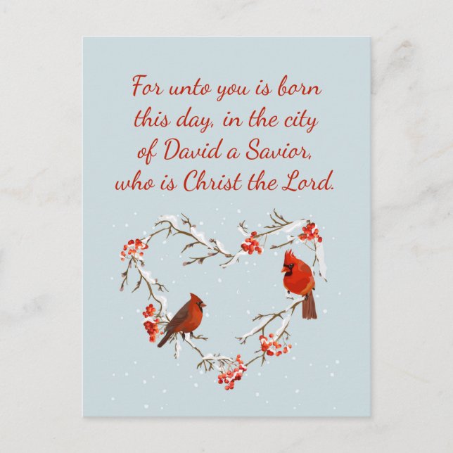 Luke 2:11 Scripture for jul Bible Verse Vykort (Framsida)