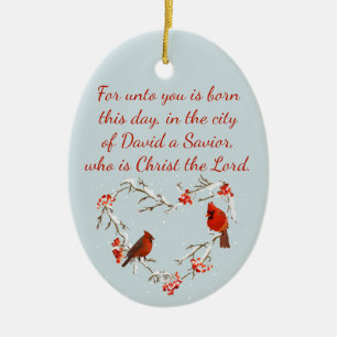 Luke 2:11 Scripture jul Bible Verse Julgransprydnad Keramik