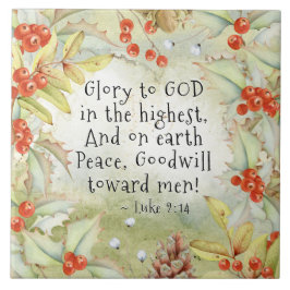 Luke 2 14 Glory till Gud i högsta julen Kakelplatta