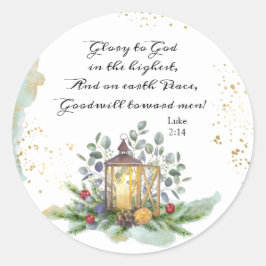 Luke 2:14 Glory till Gud under den högsta julen Runt Klistermärke