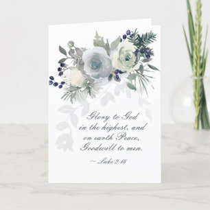 Luke 2:14 "Glory to God" Vit ros jul Helgkort