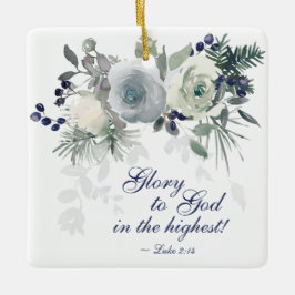 Luke 2:14 "Glory to God" Vit ros jul Julgransprydnad Keramik