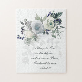 Luke 2:14 "Glory to God" Vit ros jul Pussel