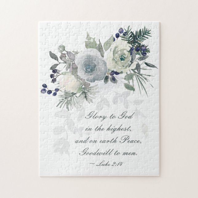 Luke 2:14 "Glory to God" Vit ros jul Pussel (Vertikal)