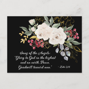 Luke 2:14 God Elegant Blommigt jul Helg Vykort