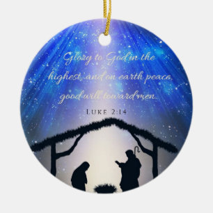 Luke 2:14härlighet till guden i det högst julgransprydnad keramik