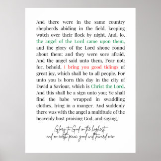 Luke 2:8-14 Bible Verse, jul Poster