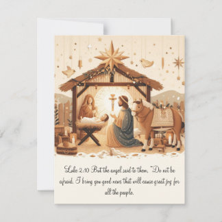 Luke 2 Manger Scene Flat Card (Skriva ditt eget) Tack Kort