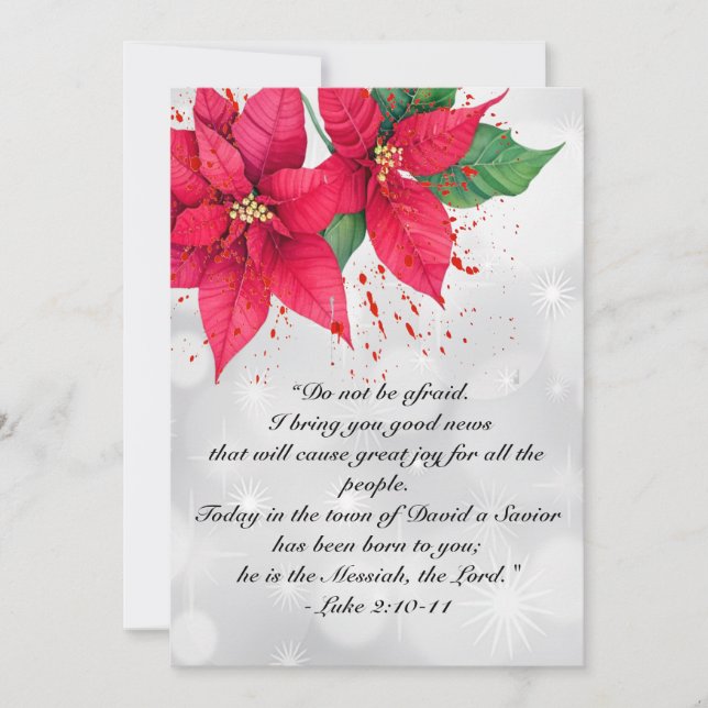 Luke 2 Vacker akvarell Poinsettia Blommig Julkort (Framsida)