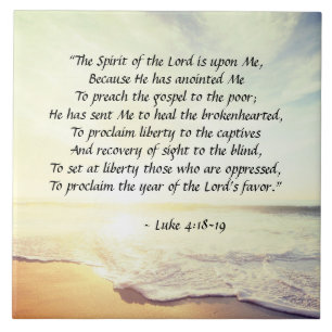 Luke 4:18-19, "Herren är på mig" Kakelplatta