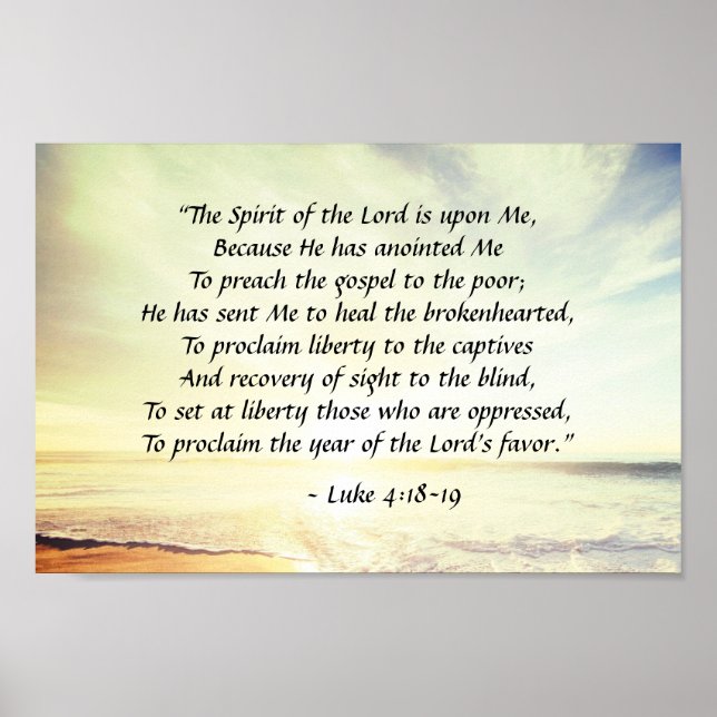 Luke 4:18-19, "Herren är på mig" Poster (Framsidan)